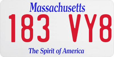 MA license plate 183VY8