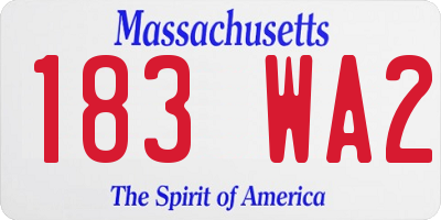 MA license plate 183WA2