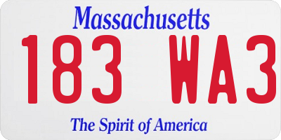 MA license plate 183WA3