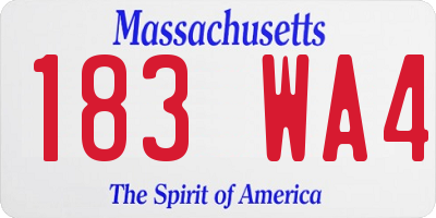 MA license plate 183WA4