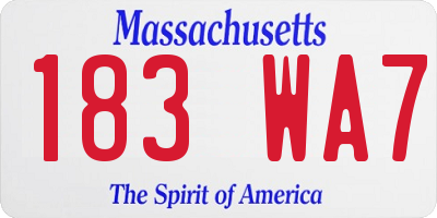 MA license plate 183WA7