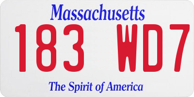 MA license plate 183WD7