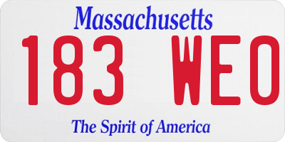 MA license plate 183WE0