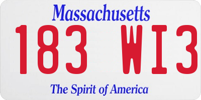 MA license plate 183WI3