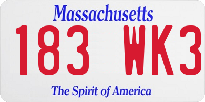 MA license plate 183WK3