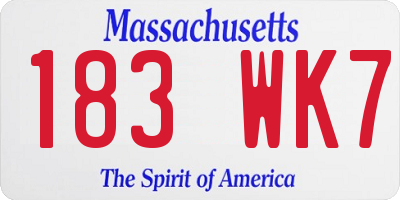 MA license plate 183WK7