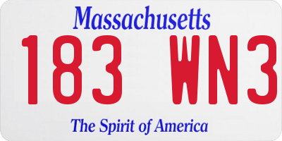 MA license plate 183WN3