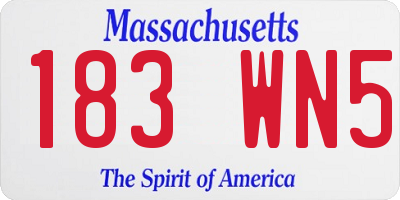 MA license plate 183WN5