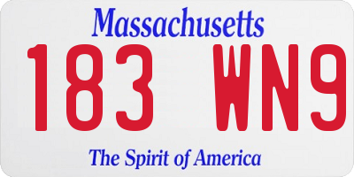MA license plate 183WN9