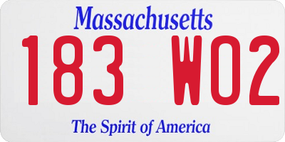 MA license plate 183WO2
