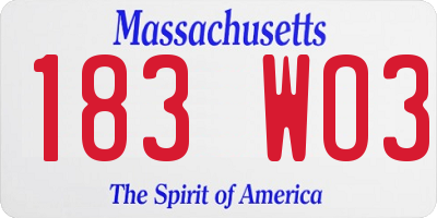 MA license plate 183WO3