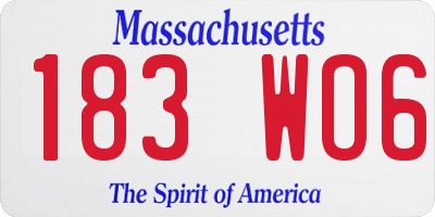 MA license plate 183WO6