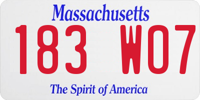 MA license plate 183WO7