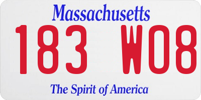 MA license plate 183WO8