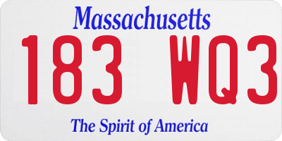 MA license plate 183WQ3