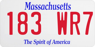 MA license plate 183WR7
