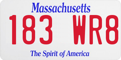 MA license plate 183WR8