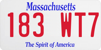 MA license plate 183WT7