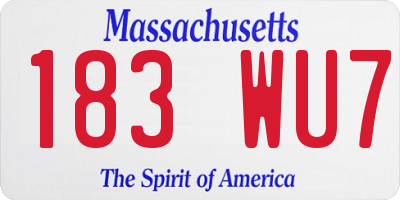 MA license plate 183WU7