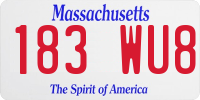 MA license plate 183WU8