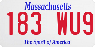 MA license plate 183WU9