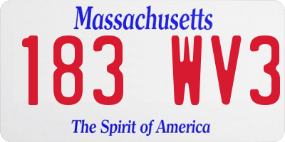 MA license plate 183WV3