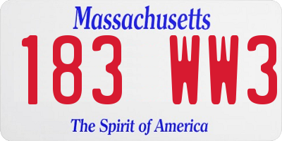 MA license plate 183WW3