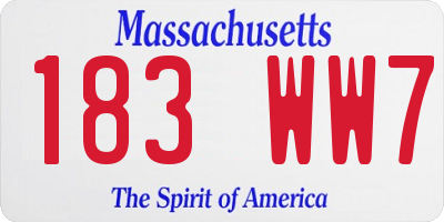 MA license plate 183WW7