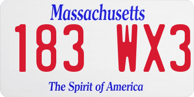 MA license plate 183WX3
