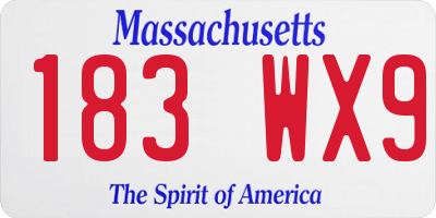 MA license plate 183WX9