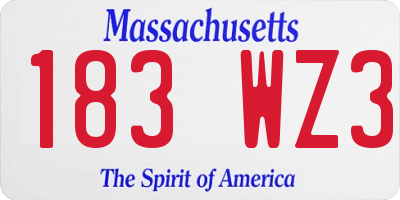 MA license plate 183WZ3