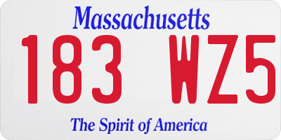MA license plate 183WZ5