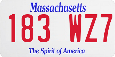 MA license plate 183WZ7