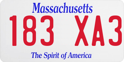 MA license plate 183XA3