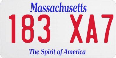 MA license plate 183XA7