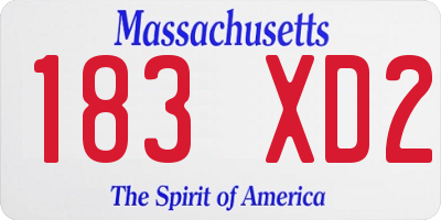 MA license plate 183XD2