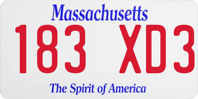 MA license plate 183XD3
