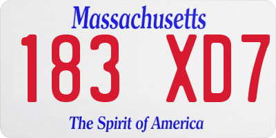 MA license plate 183XD7