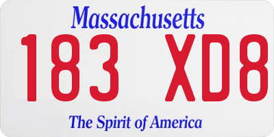MA license plate 183XD8