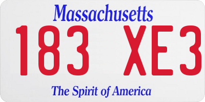 MA license plate 183XE3