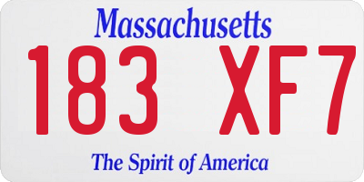 MA license plate 183XF7
