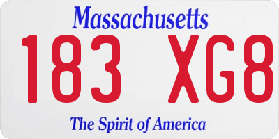 MA license plate 183XG8