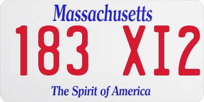 MA license plate 183XI2
