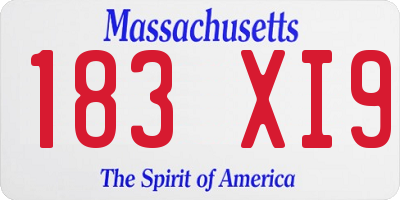 MA license plate 183XI9