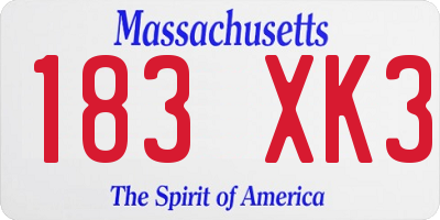MA license plate 183XK3