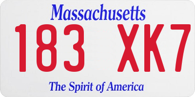MA license plate 183XK7