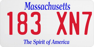 MA license plate 183XN7