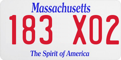 MA license plate 183XO2