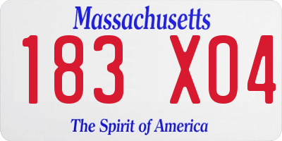 MA license plate 183XO4