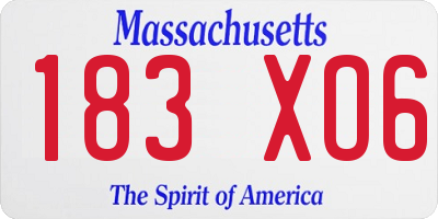 MA license plate 183XO6
